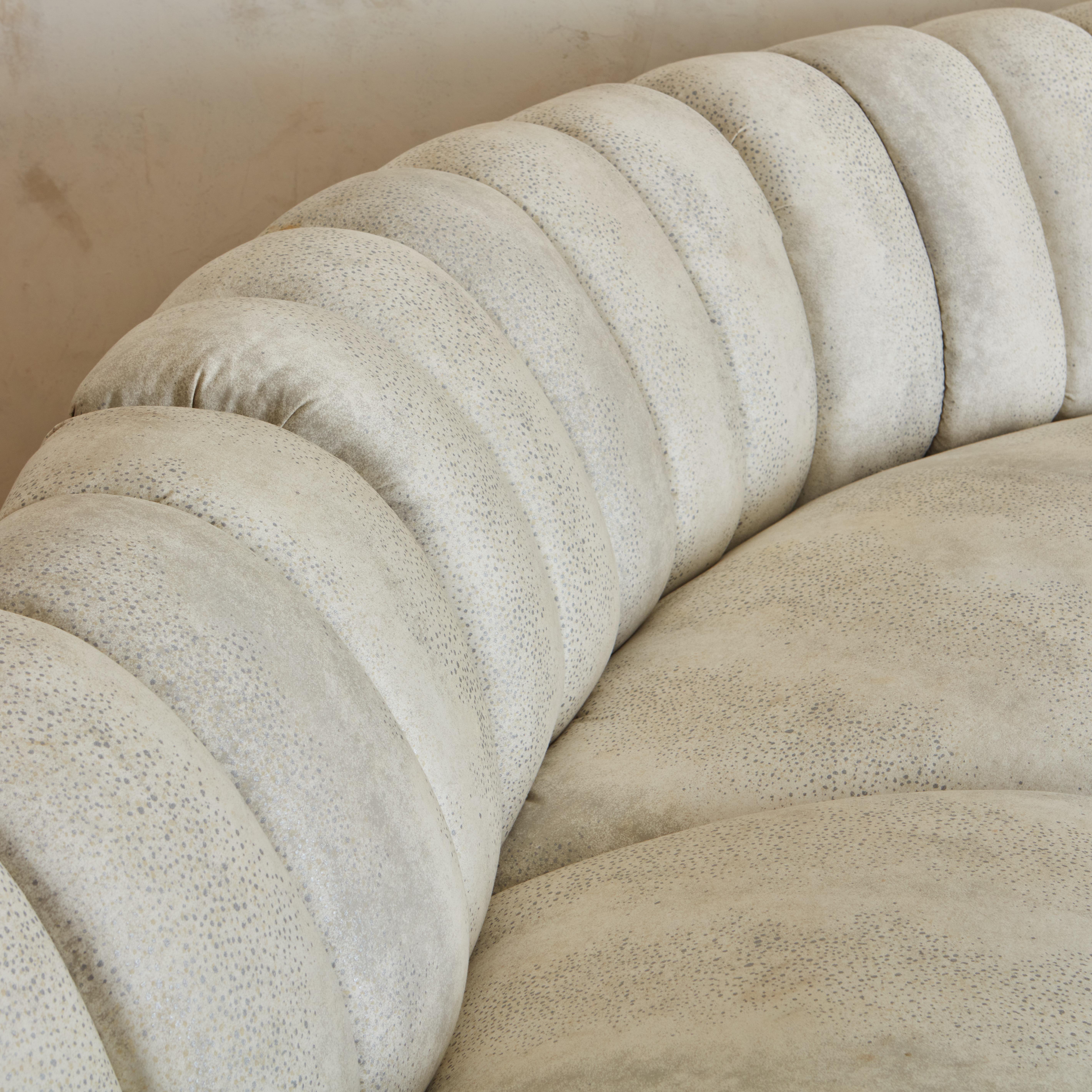 Mid-Century Modern Channeled Serpentine Sectional Sofa