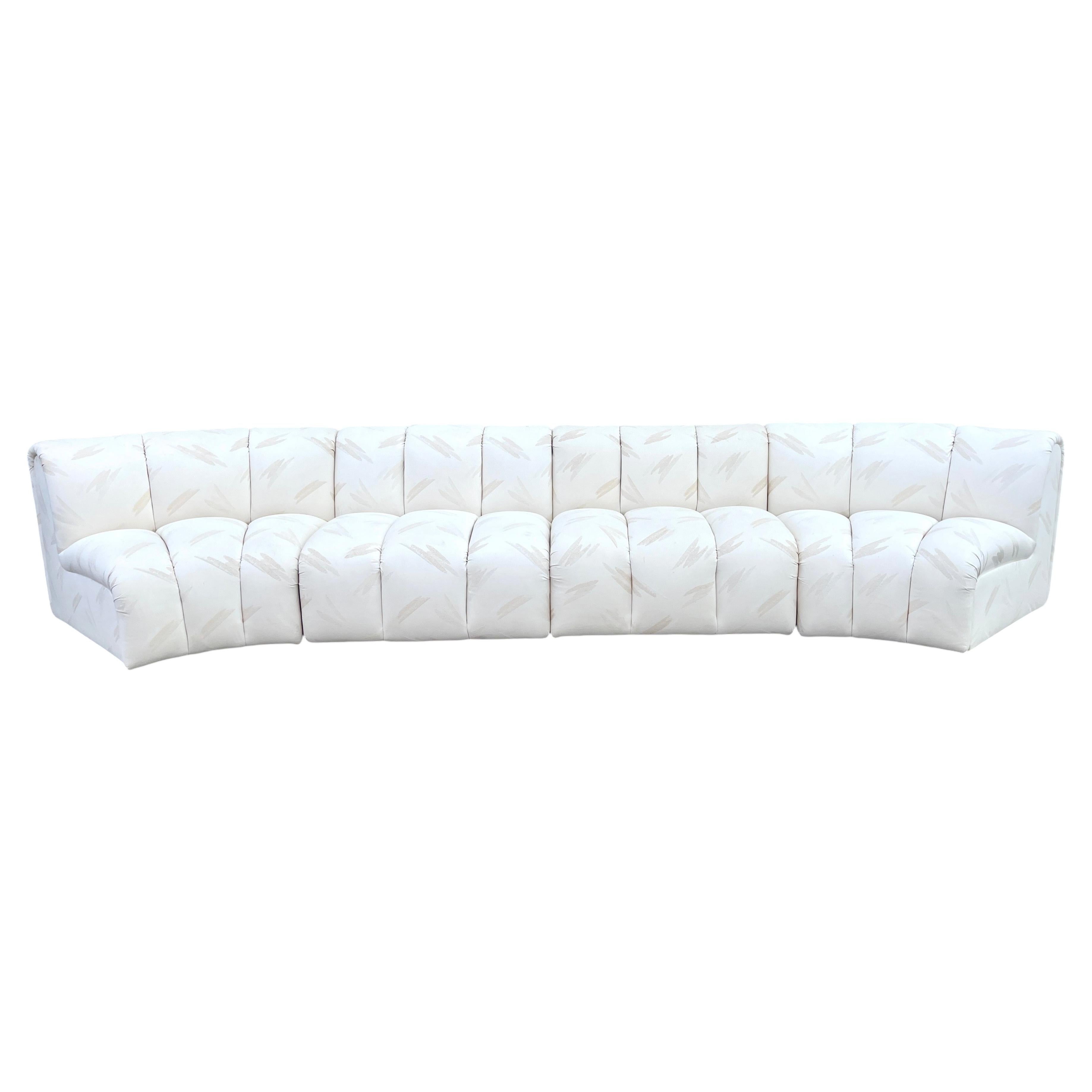Pre-owned Bernhardt Channelled Sectional Sofa By  Flair In Gray