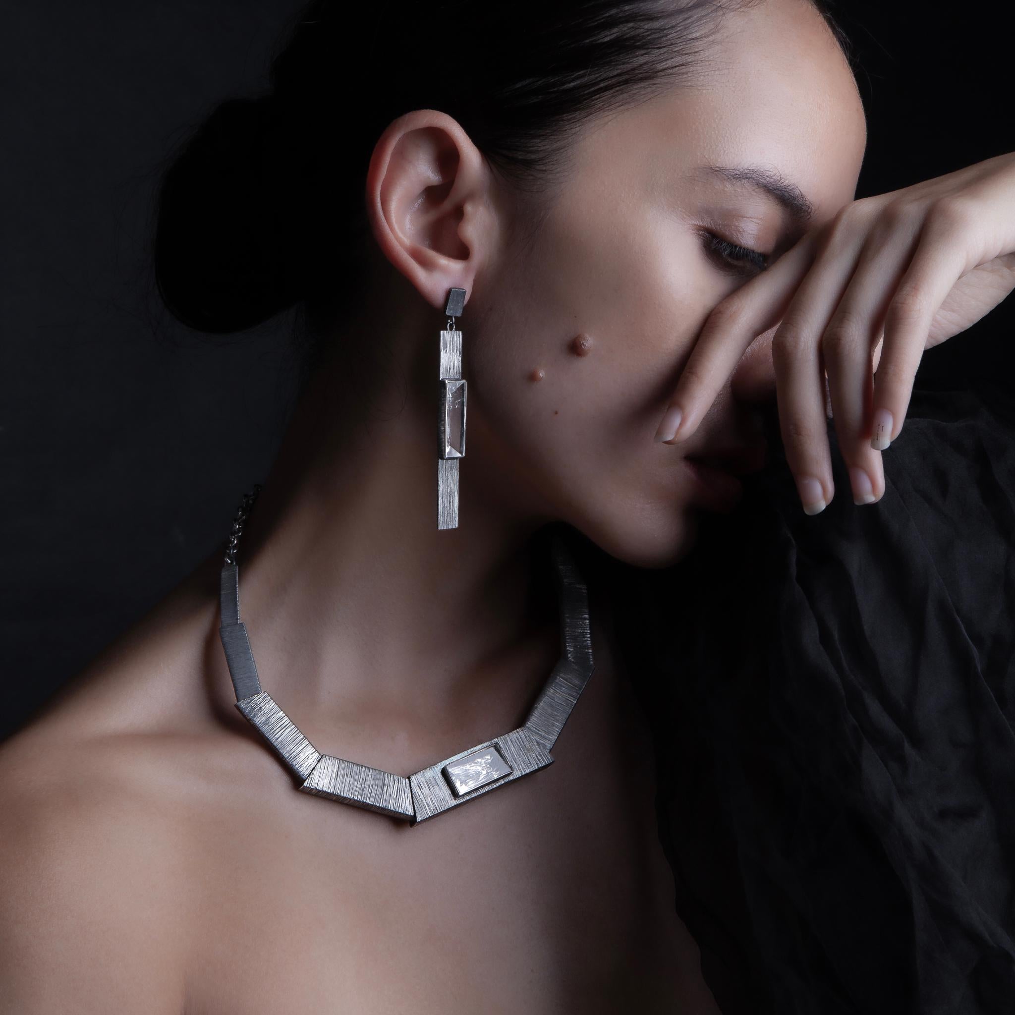 Channelling Visions Sterling Silver Necklace with Rough-Hewn Rock Crystal 3
