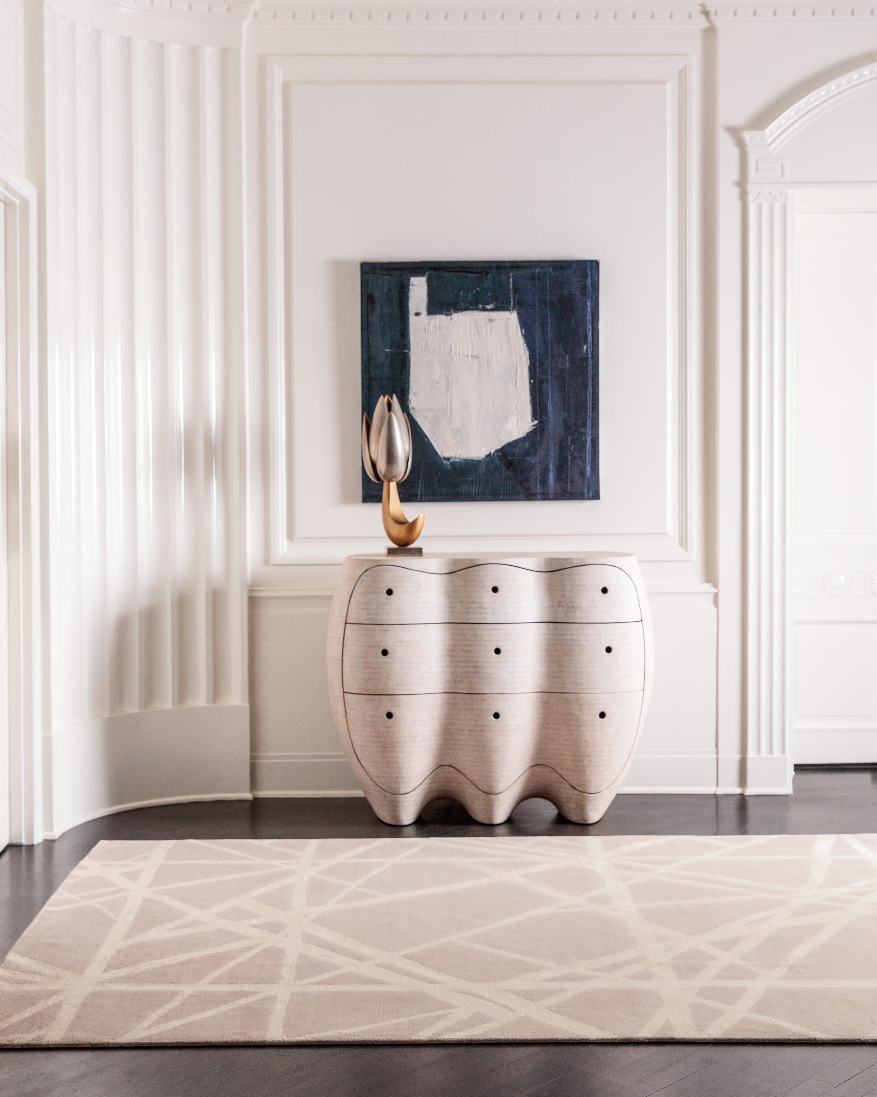 Customizable Channels Rug in Hand Knotted Wool and Silk by Kelly ...