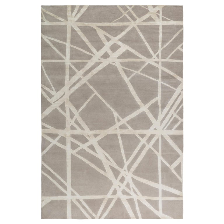 For Sale: Beige (Ivory) Channels Rug in Hand Knotted Wool and Silk by Kelly Wearstler