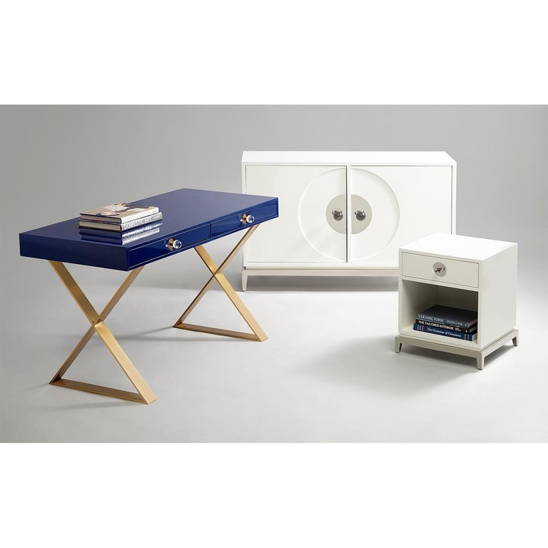 Channing Desk In White Lacquer And Brass For Sale At 1stdibs