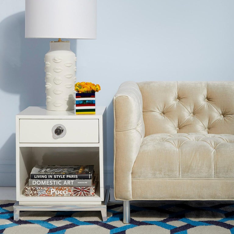 Channing White Lacquer End Table For Sale at 1stDibs