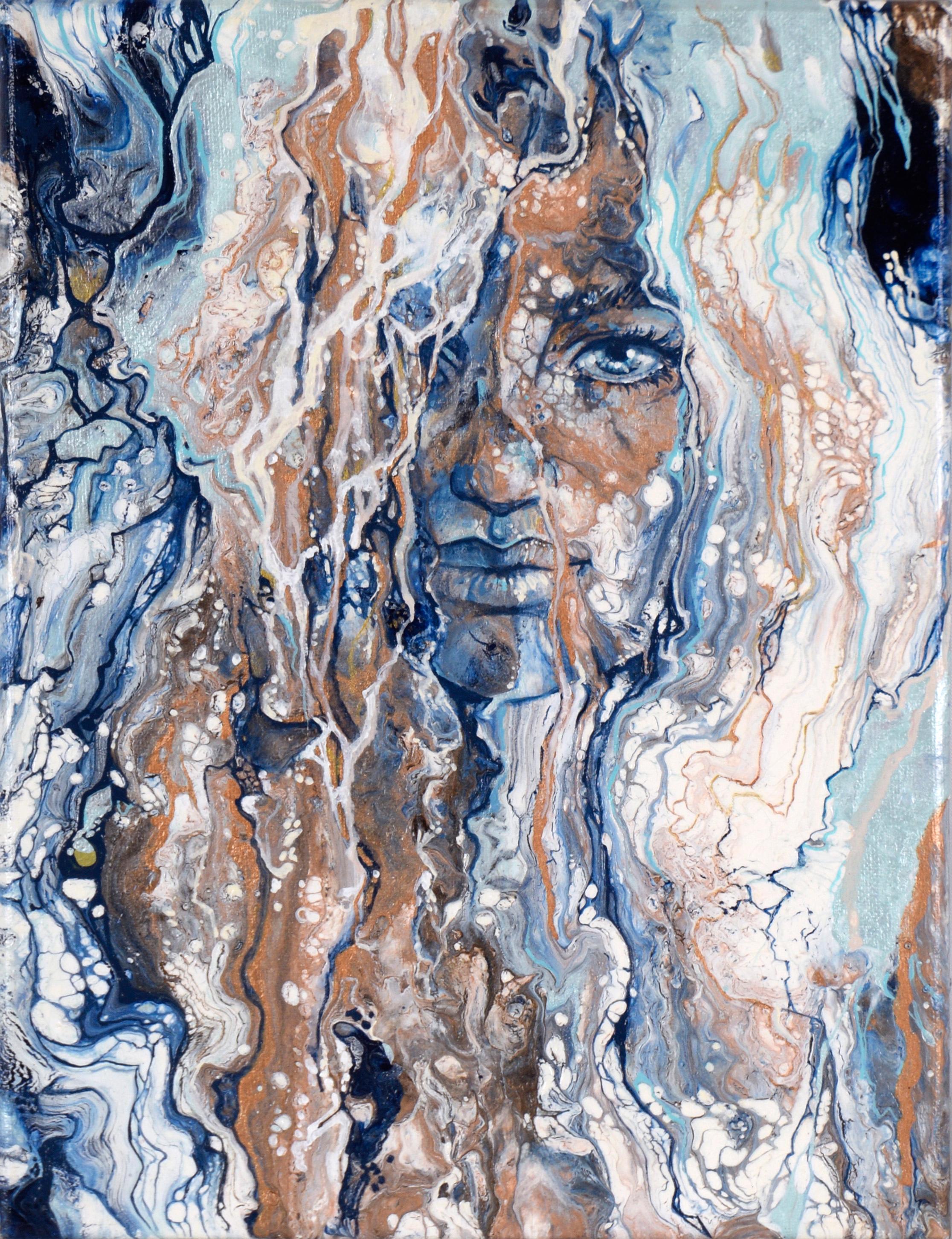 Figurative Painting di Channyn Gallegos - Ritratto di donna con capelli fluenti Acrilico originale su tela