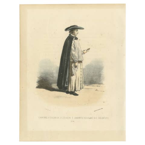 Chanoine Régulier de St. Sauveur - 1862 Litho of a Canon Regular of St. Salvator