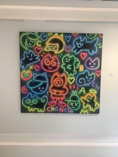 CHAS NEONS by CHANOIR, French Urban Artist, Acrylic and Spray on Paper