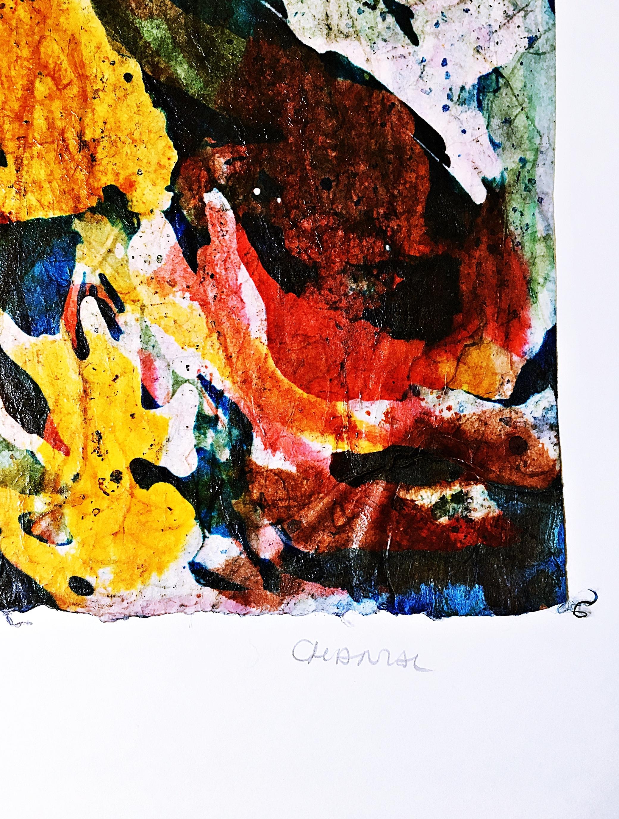 Opera astratta batik su carta senza titolo, dal Portfolio Album International 2 - Painting Astratto di Chantal Carbonatto