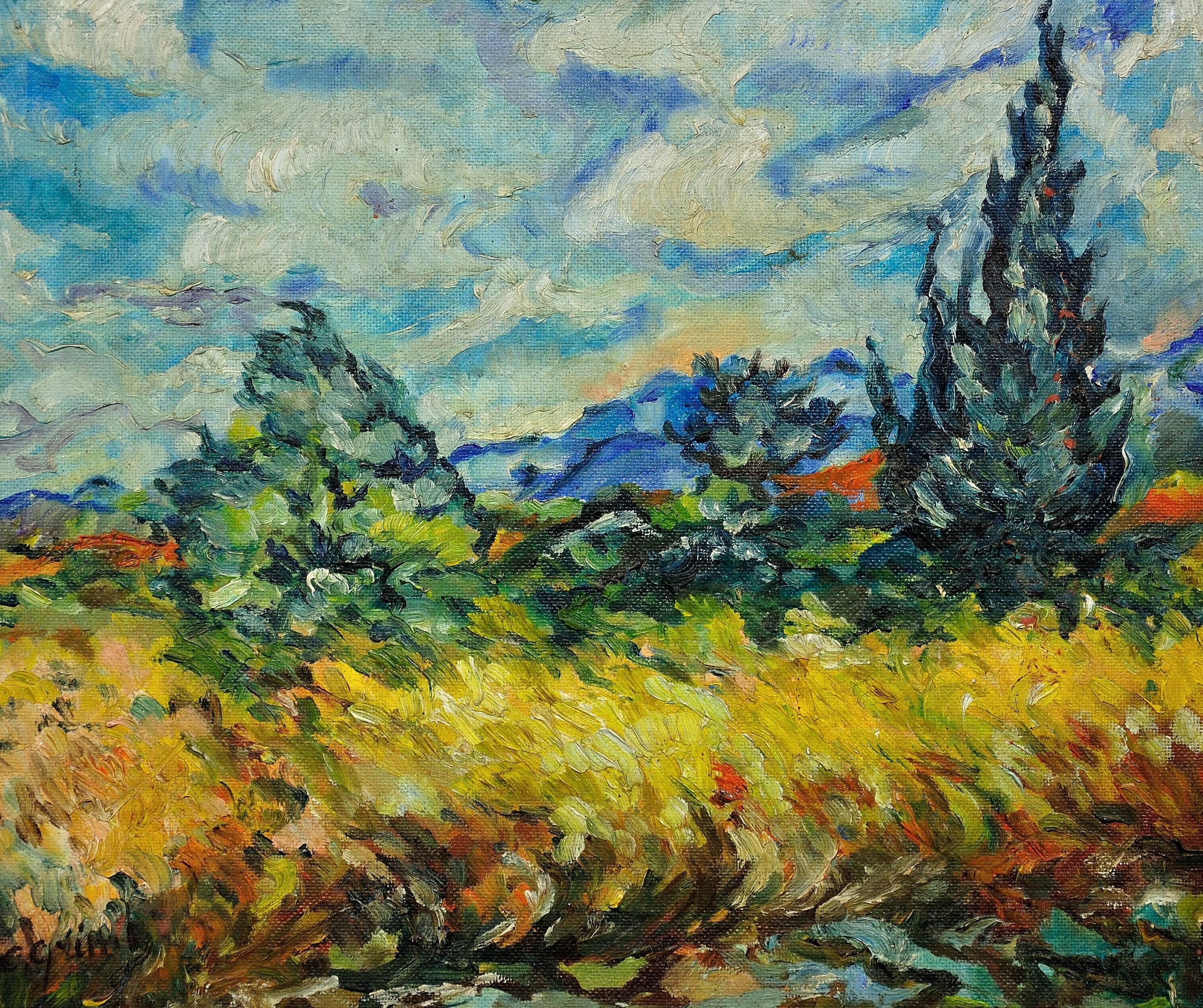 Todo es ritmo Pintura al óleo francesa postimpresionista Paisaje Honfleur - Painting de Chantal Grimb