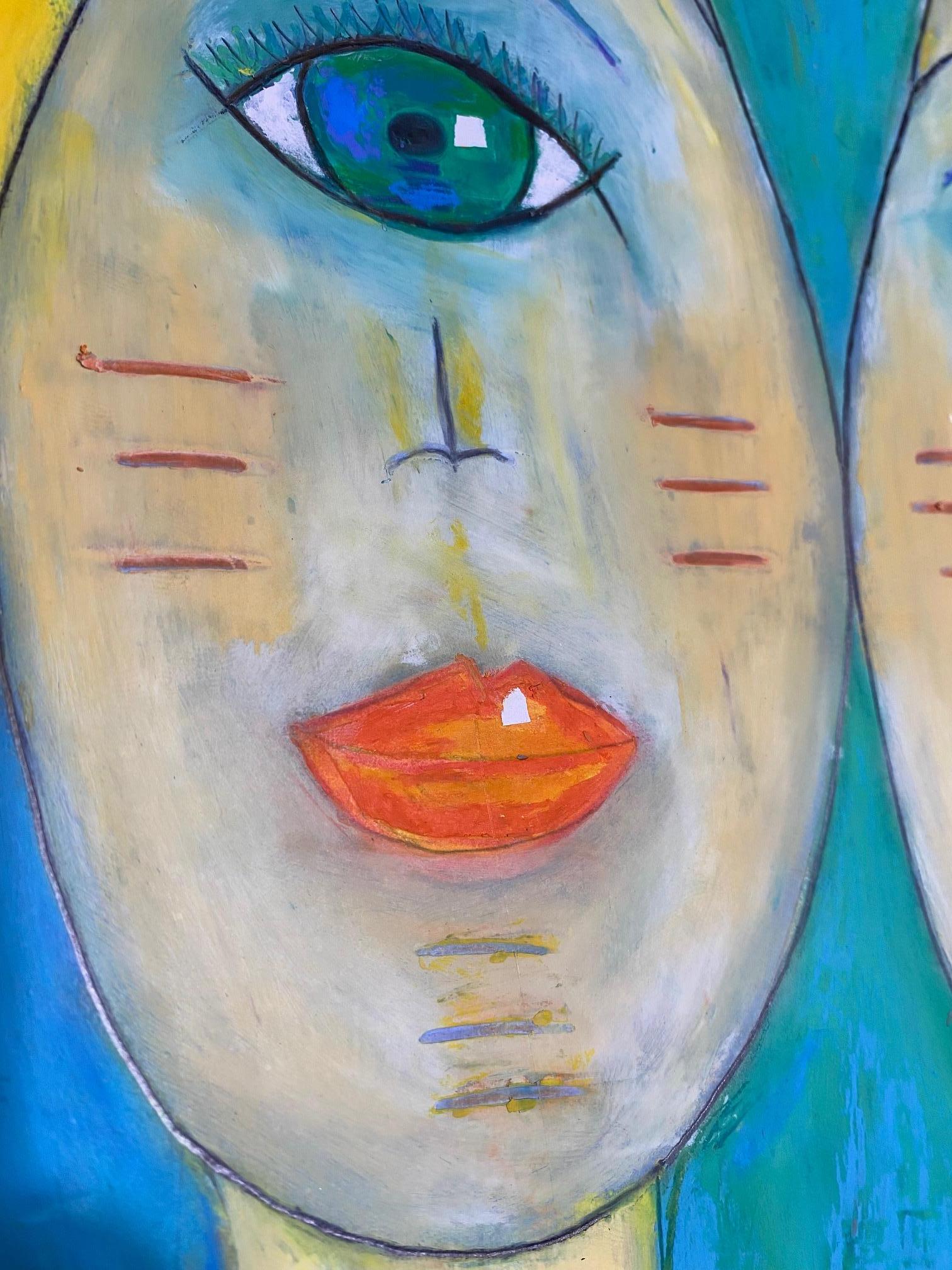 The faces of wisdom n°13 by Chantal Jentien - Oil pastel on paper 30x40 cm For Sale 1