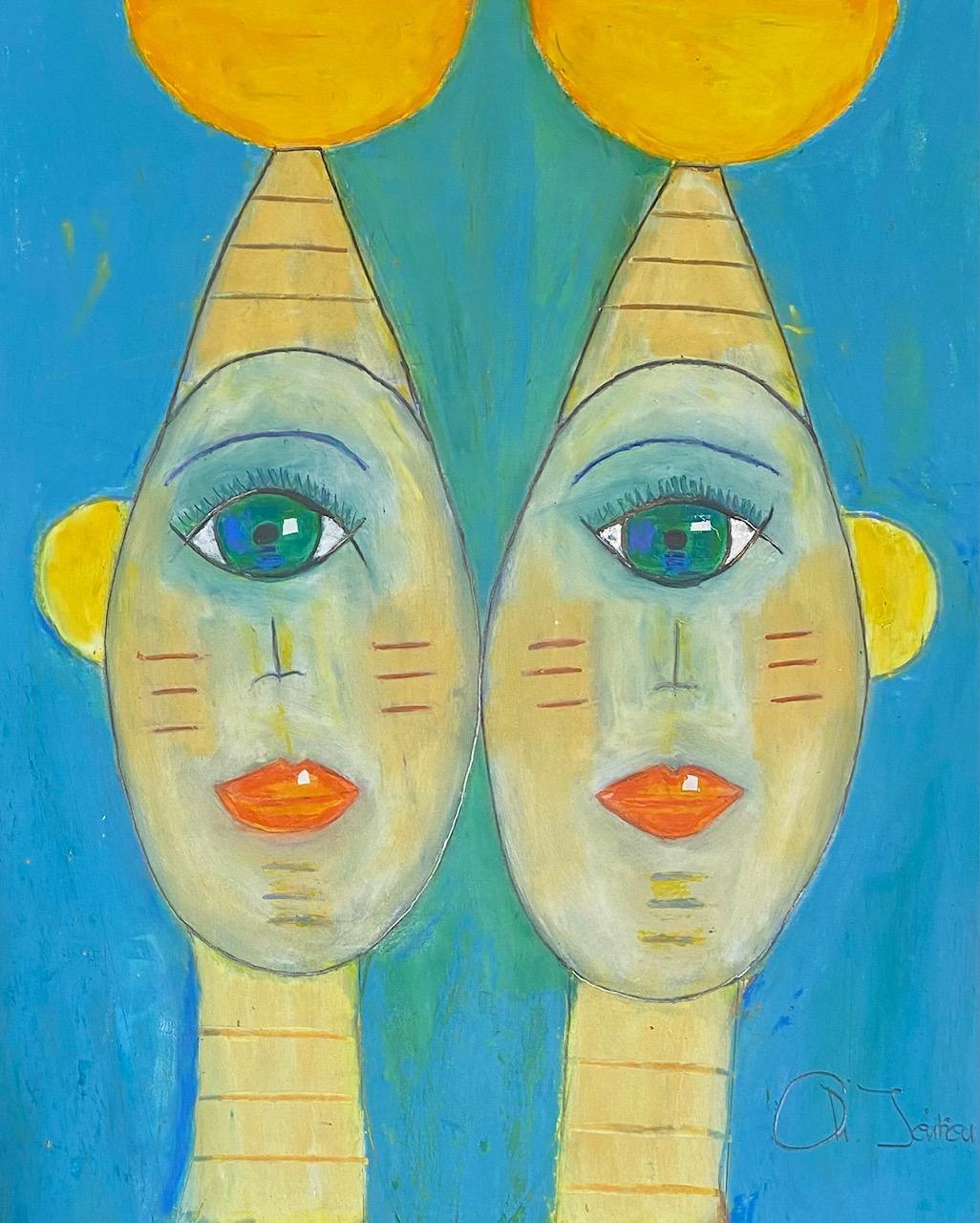 The faces of wisdom n°13 by Chantal Jentien - Oil pastel on paper 30x40 cm