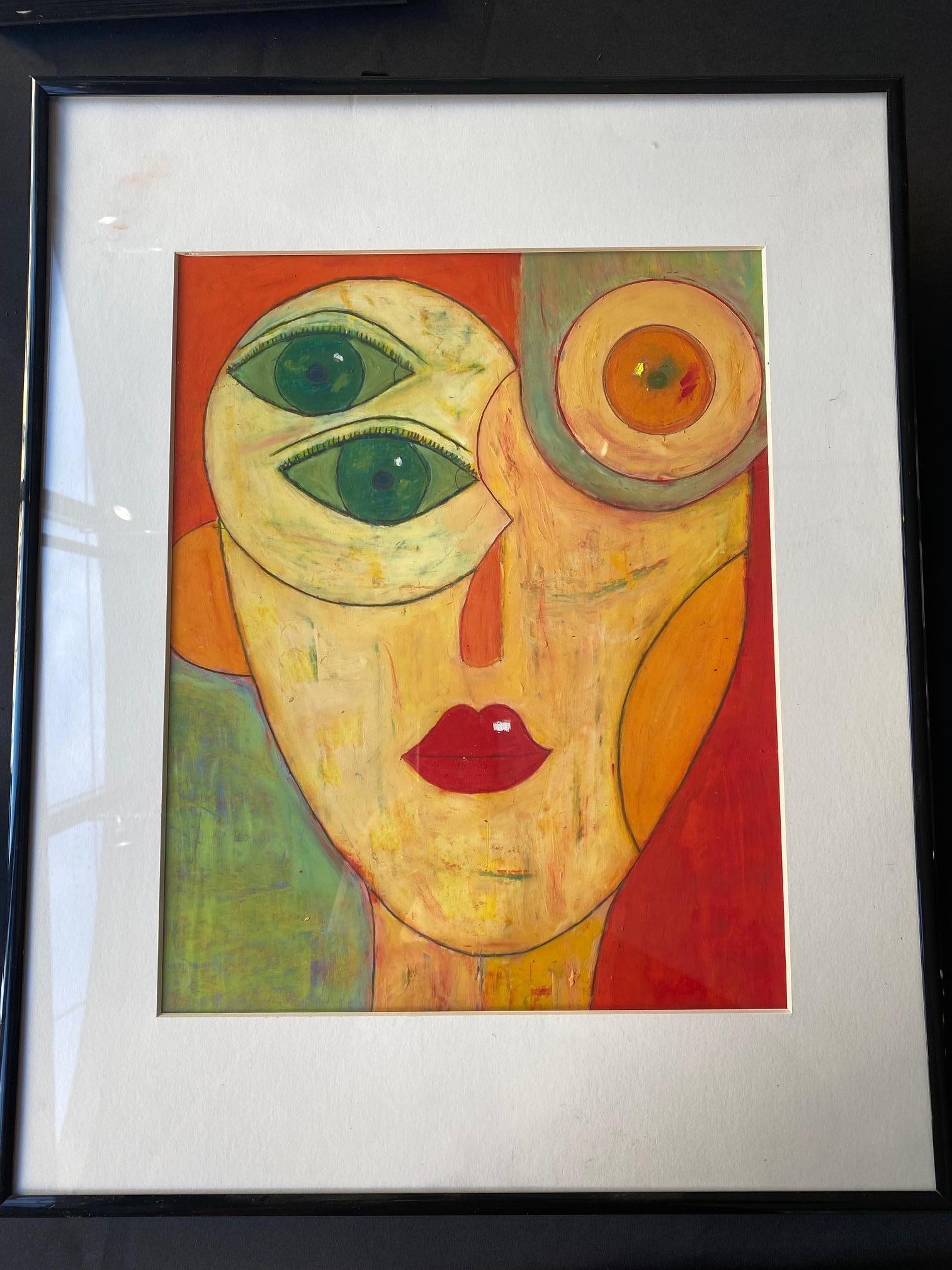 The Faces of wisdom n°5 by Chantal Jentien - Oil pastel on paper 30x40 cm For Sale 3