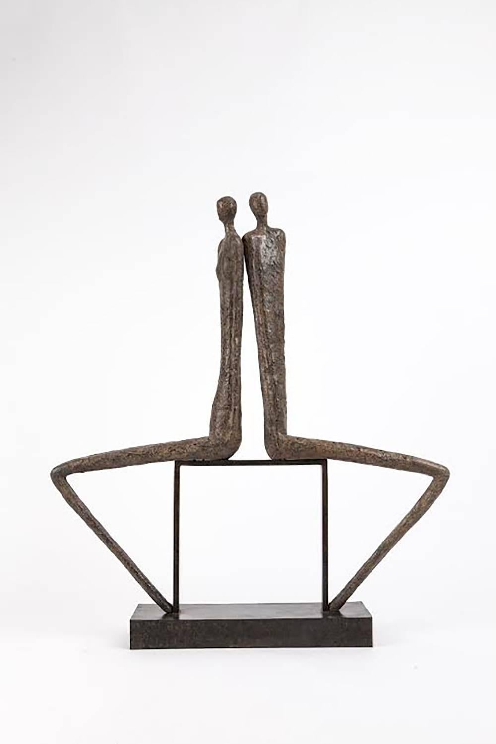 Chantal Lacout Figurative Sculpture - Aurore et Crépuscule, bronze sculpture