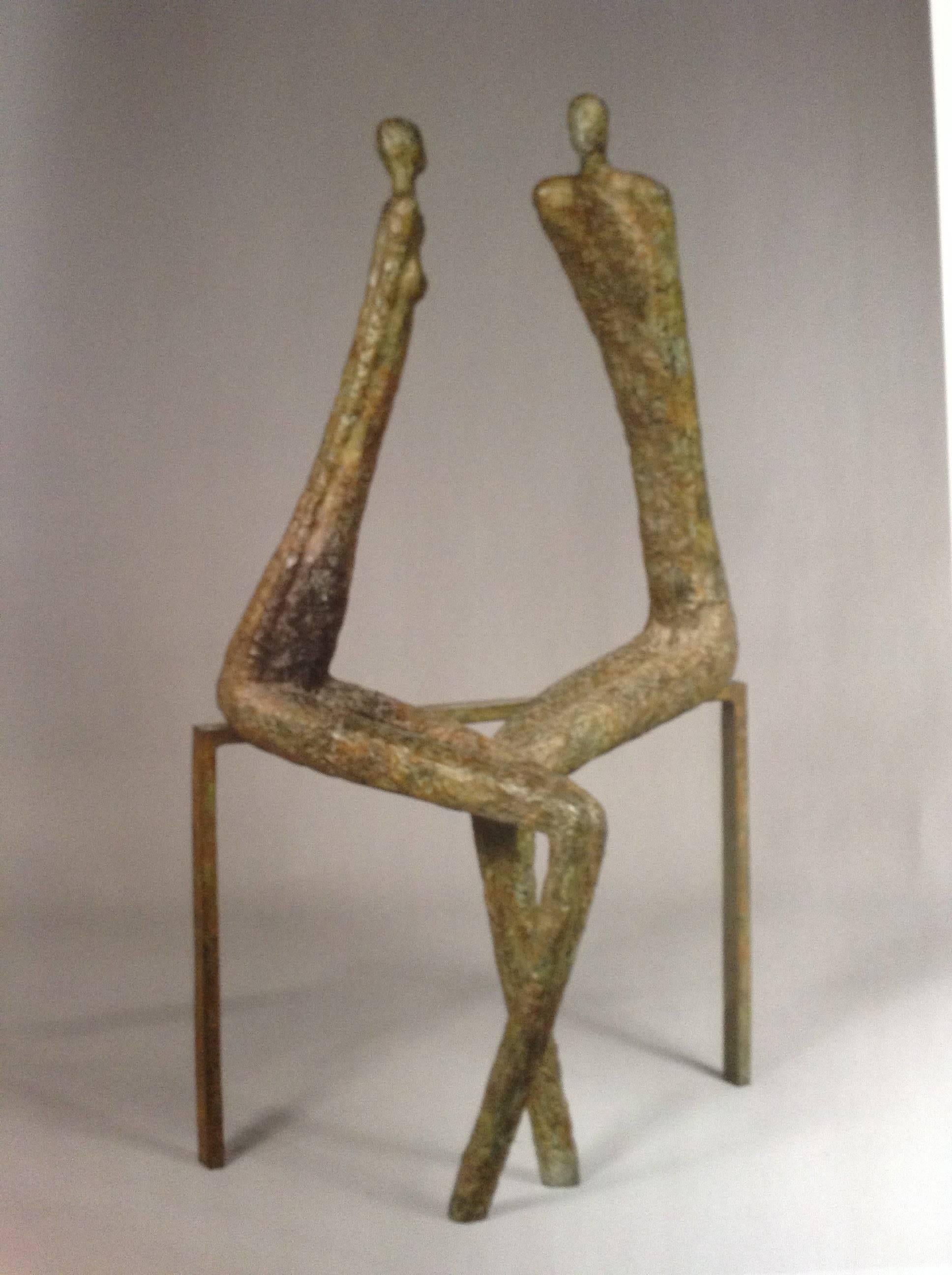Chantal Lacout Figurative Sculpture - Flirt, bronze sculpture