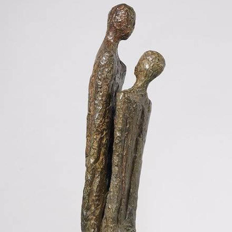 Les amoureux, bronze sculpture - Sculpture by Chantal Lacout