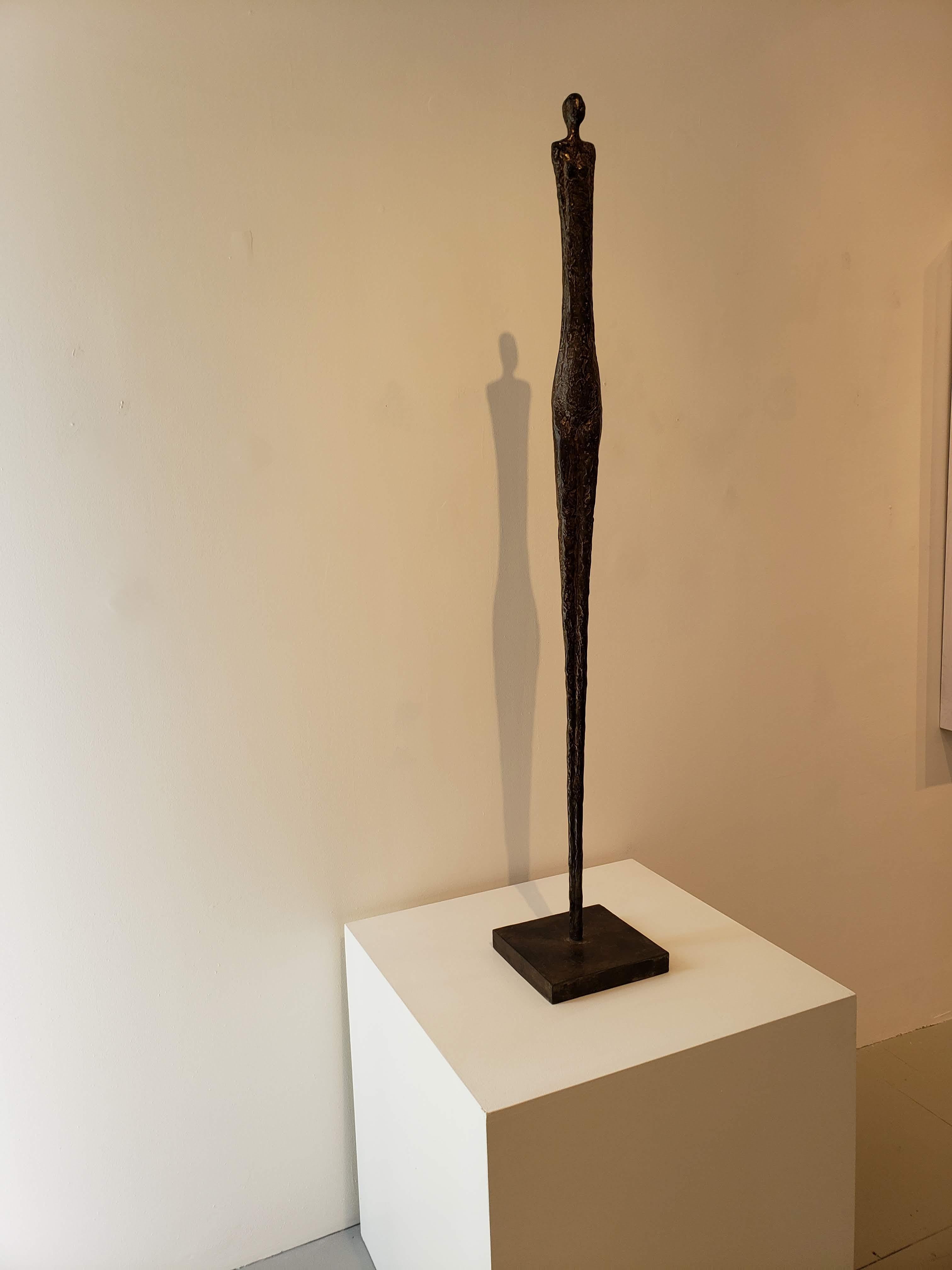 Rita, bronze sculpture - Gold Figurative Sculpture by Chantal Lacout
