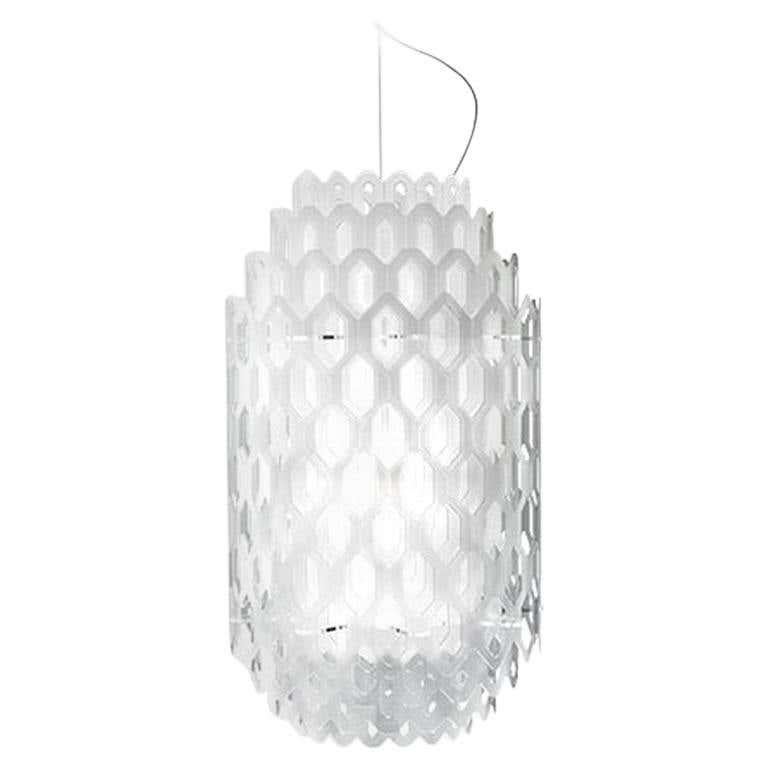 Italian In Stock in Los Angeles, White Chantal Suspension Lamp, Made in Italy