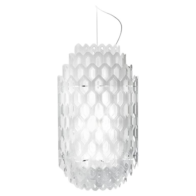 In Stock in Los Angeles, White Chantal Suspension Lamp, Made in Italy