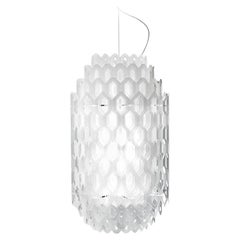 En stock à Los Angeles:: Lampe à suspension Chantal blanche:: Made in Italy