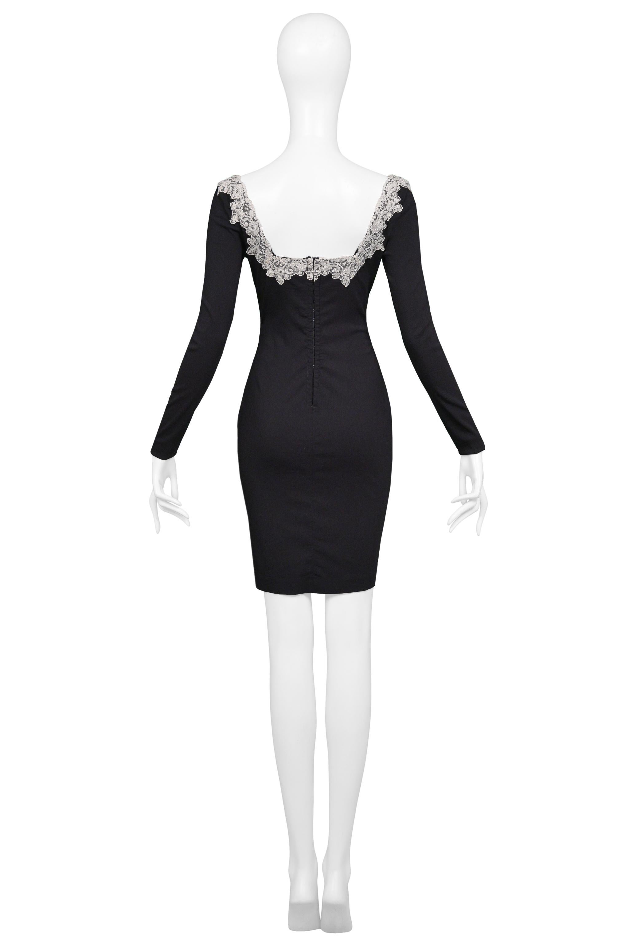 Chantal Thomass Black Corset Dress With Lace Collar 1994 In Excellent Condition In Los Angeles, CA