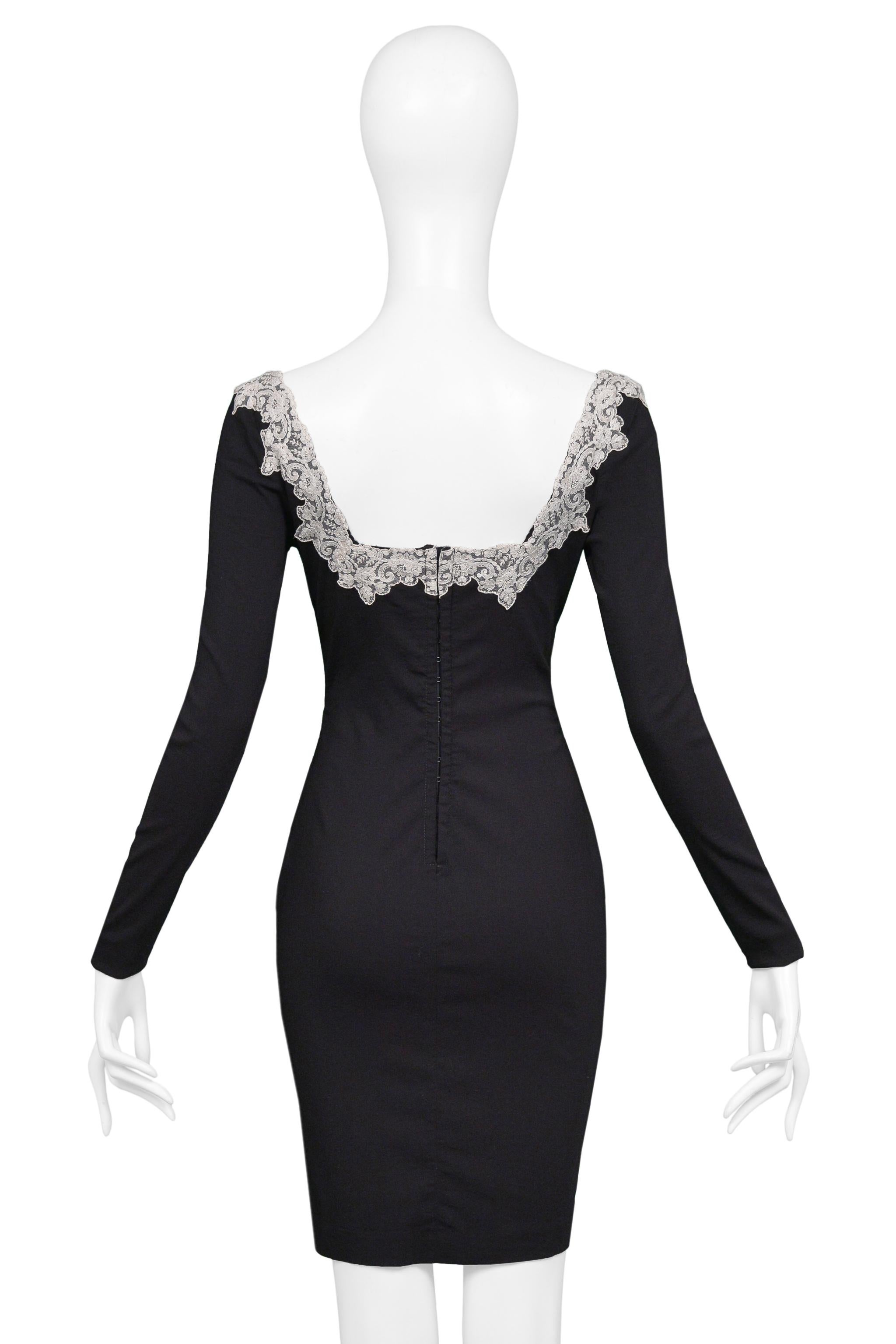 Women's Chantal Thomass Black Corset Dress With Lace Collar 1994