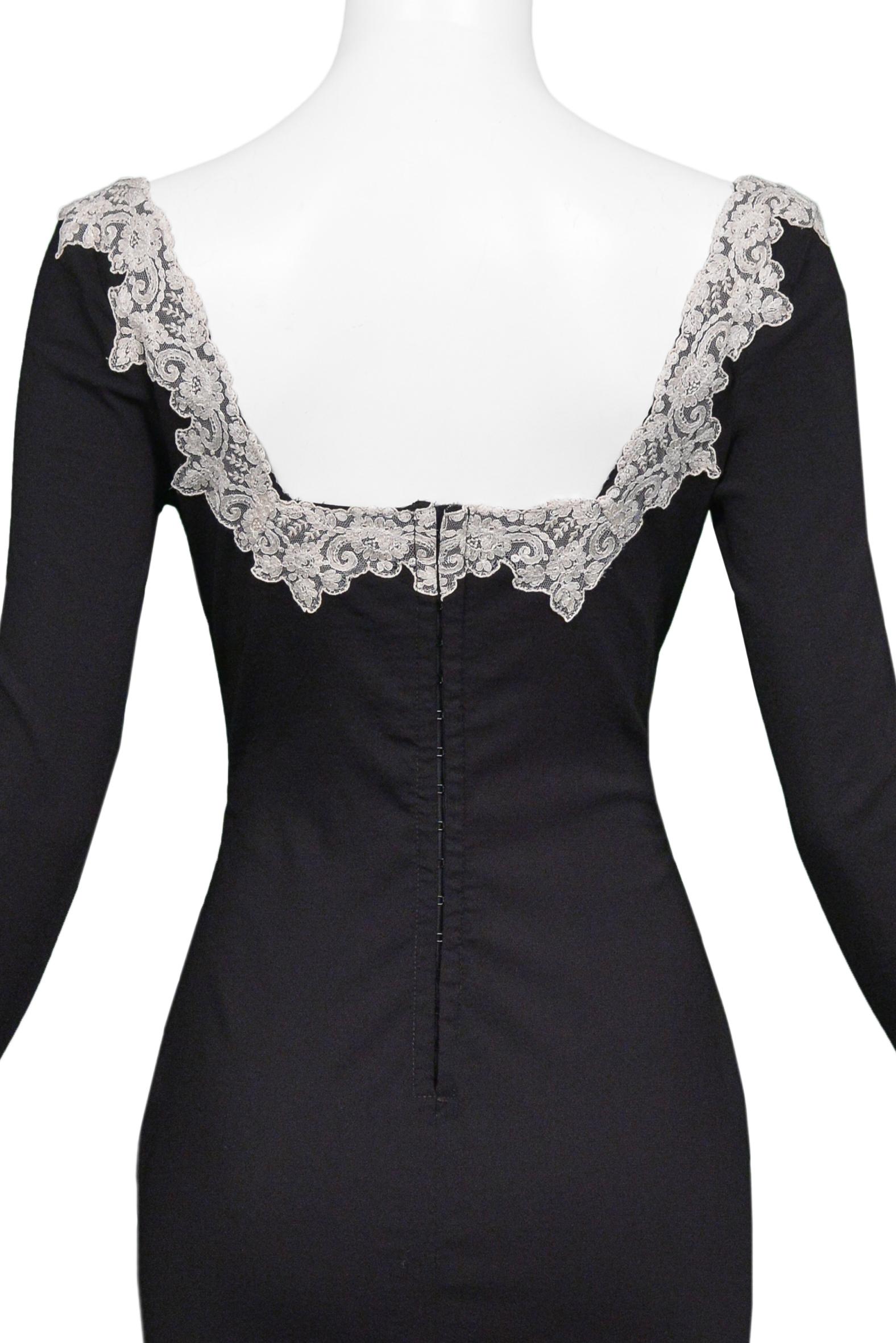 Chantal Thomass Black Corset Dress With Lace Collar 1994 1