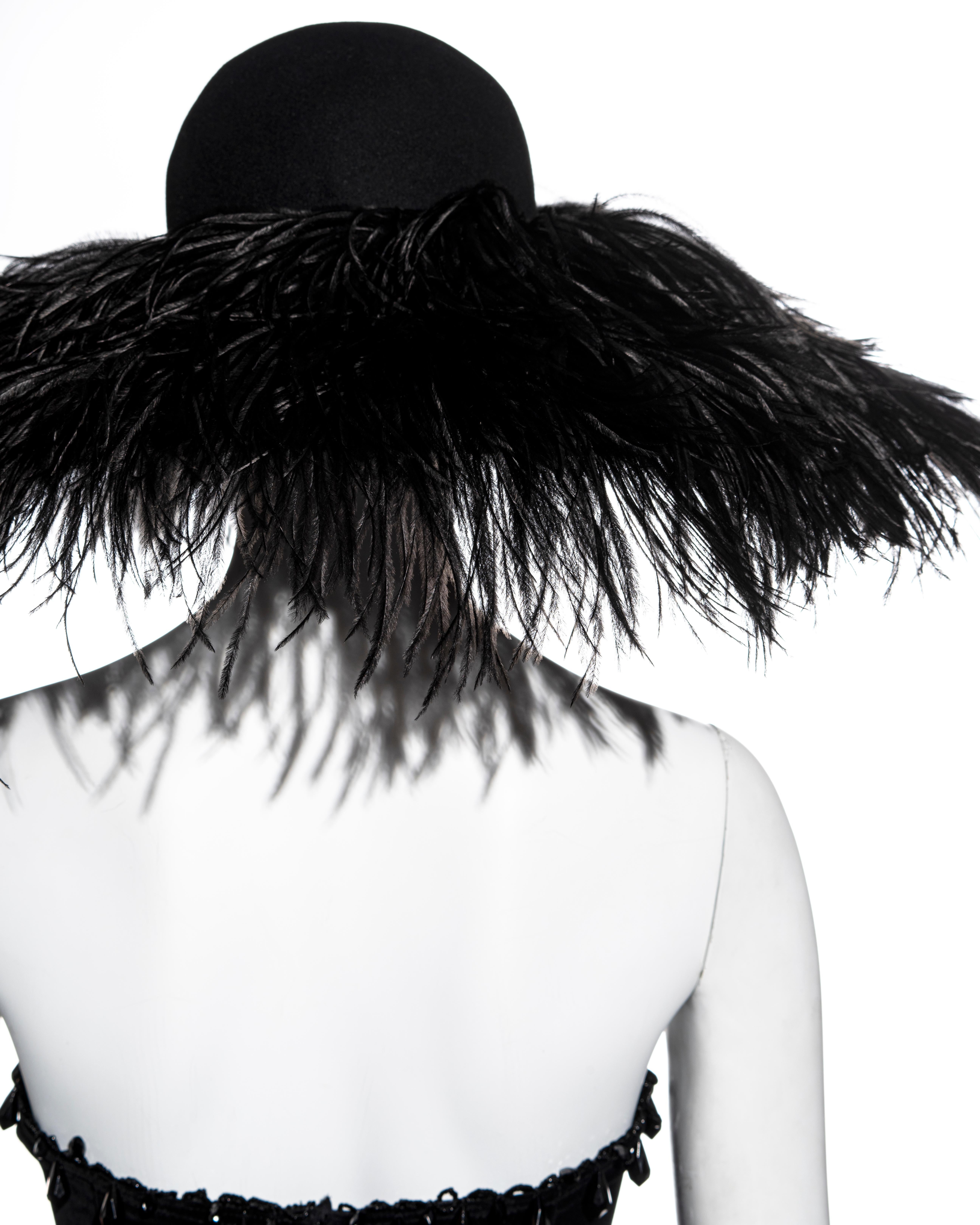 Chantal Thomass black ostrich feather corset, skirt and hat ensemble, fw 1991 For Sale 8