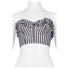 Chantal Thomass Black & White Striped Bustier Top With Ruffles