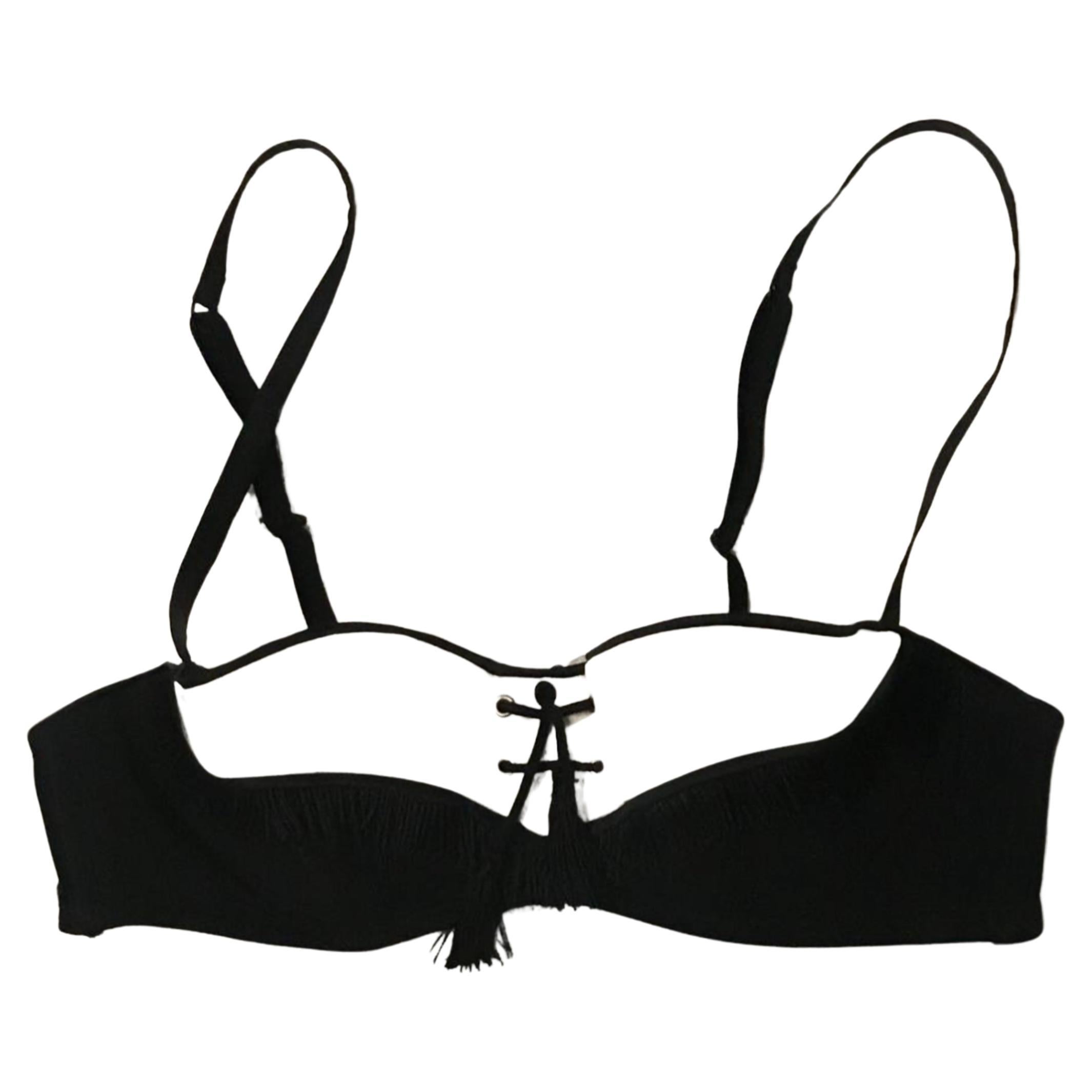 CHANTAL THOMASS Bra Black and white with fringes For Sale