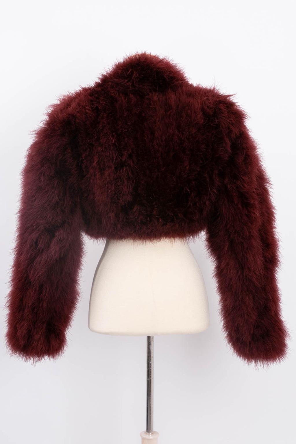 Chantal Thomass Burgundy Marabou Bolero, 1990 In Excellent Condition For Sale In SAINT-OUEN-SUR-SEINE, FR