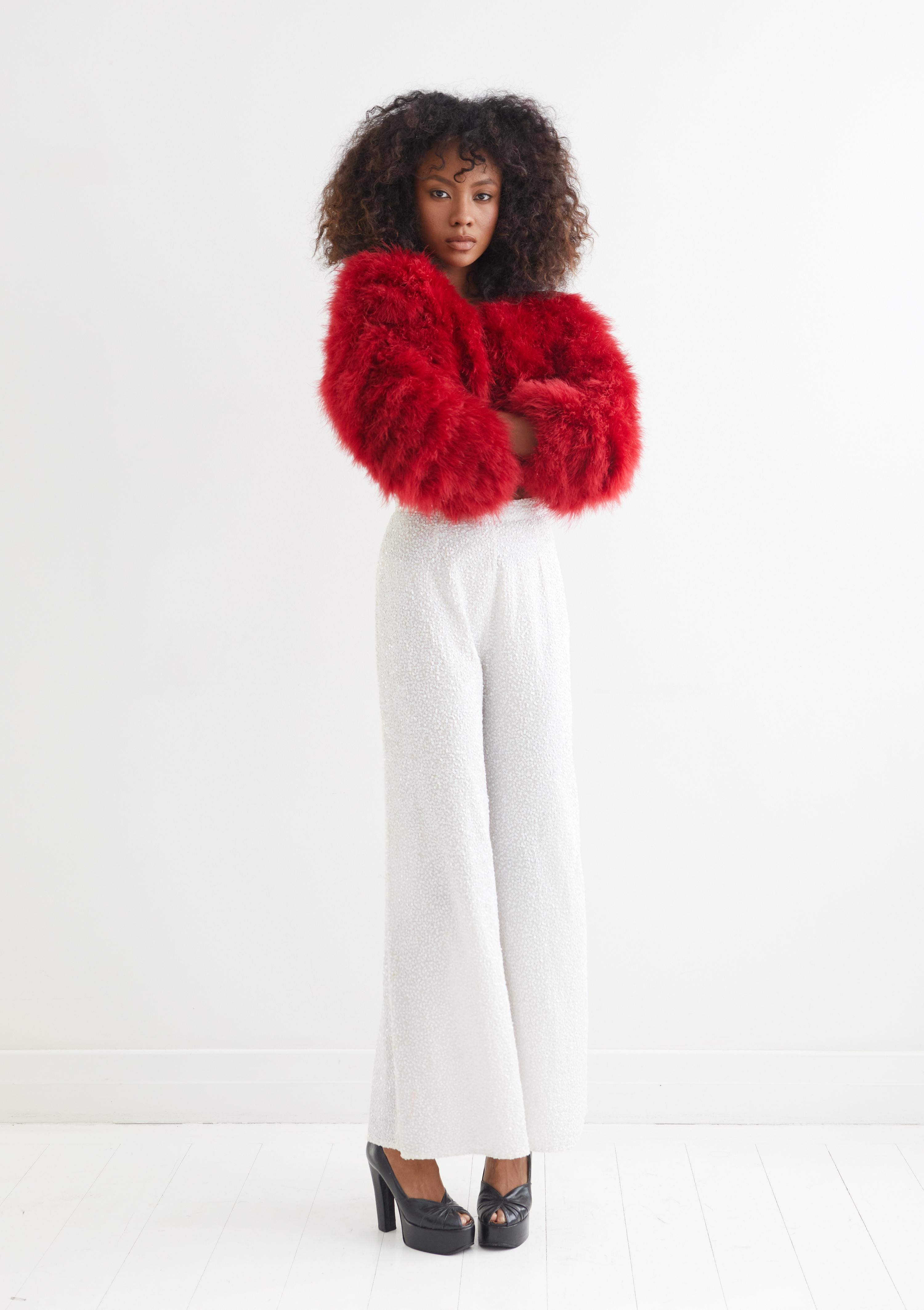 Women's Chantal Thomass F/W 1990 Runway Numbered Ostrich Feather Marabou Bolero