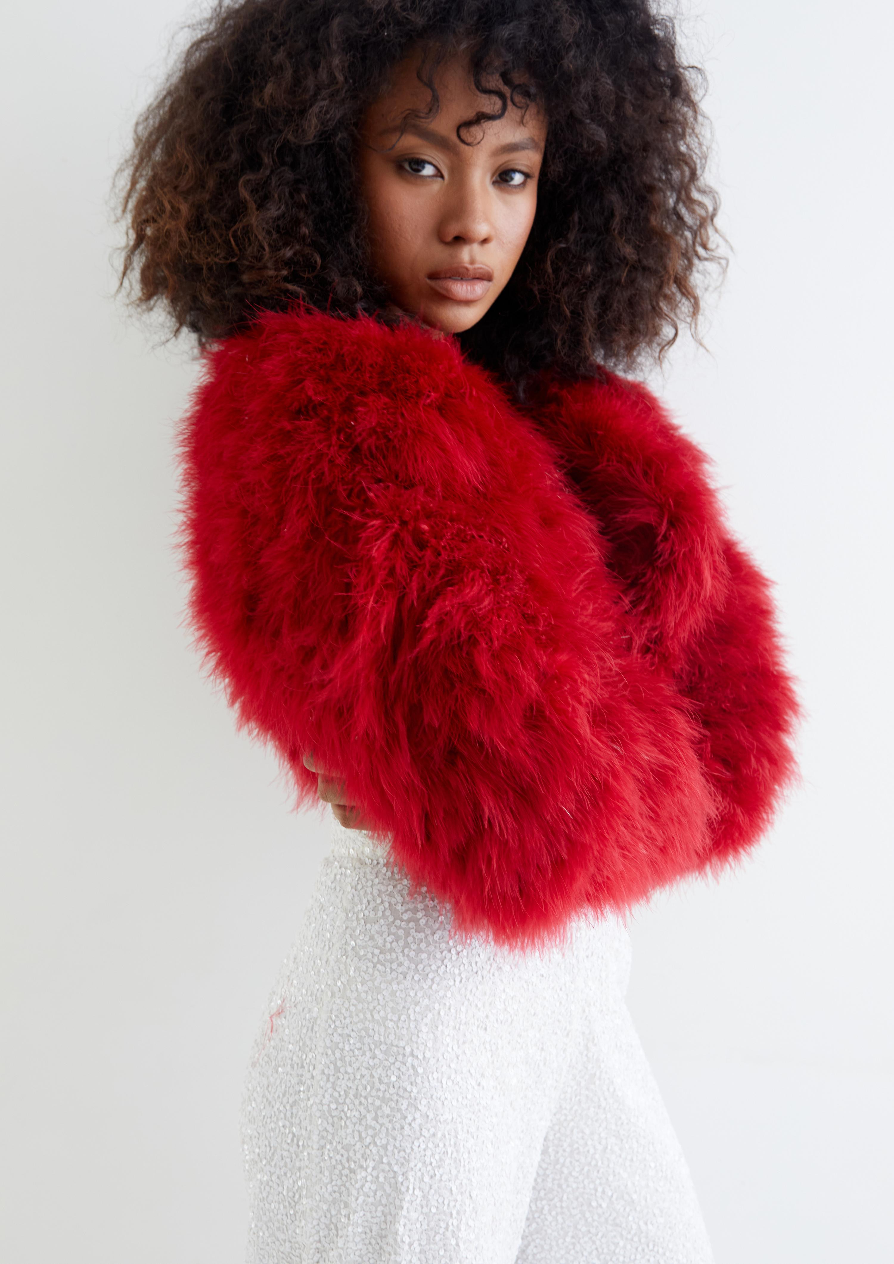 Chantal Thomass F/W 1990 Runway Numbered Ostrich Feather Marabou Bolero 2