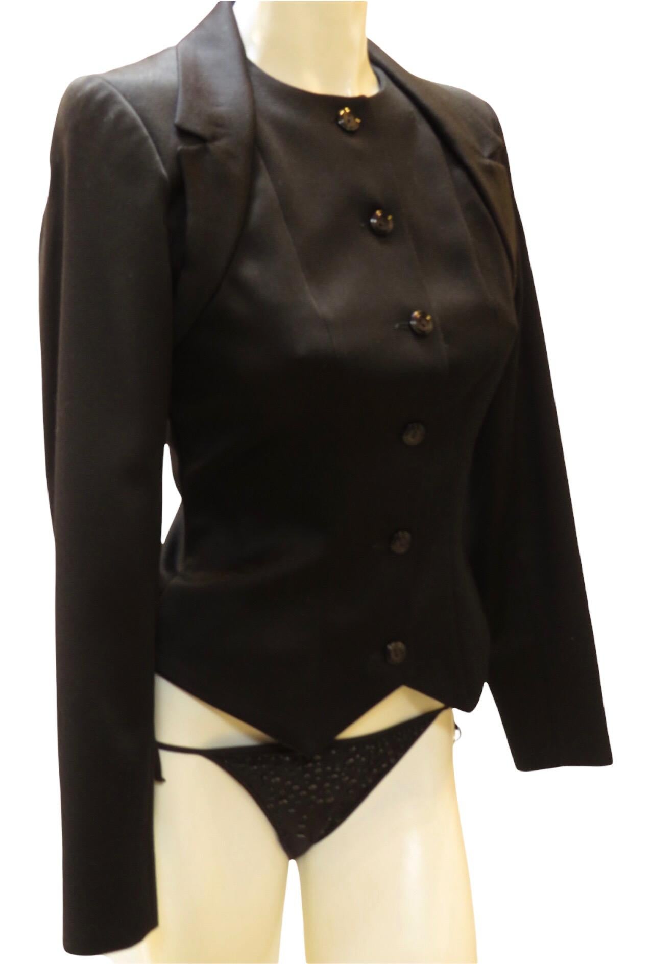 Chaqueta Spencer entallada Chantal Thomass Negro