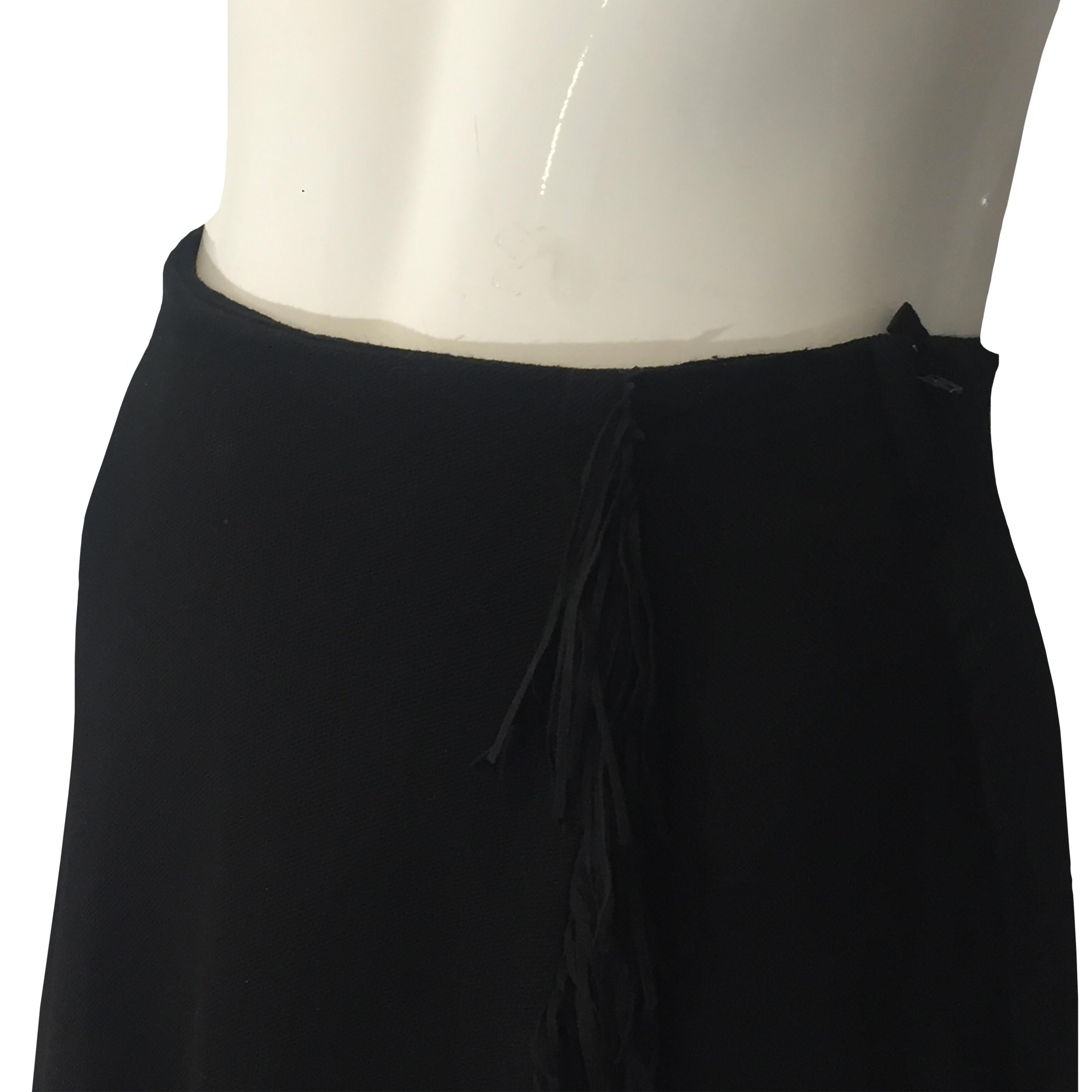 Black CHANTAL THOMASS FW93 Wrap black skirt with fringes