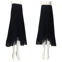 Retro CHANTAL THOMASS FW93 Wrap black skirt with fringes