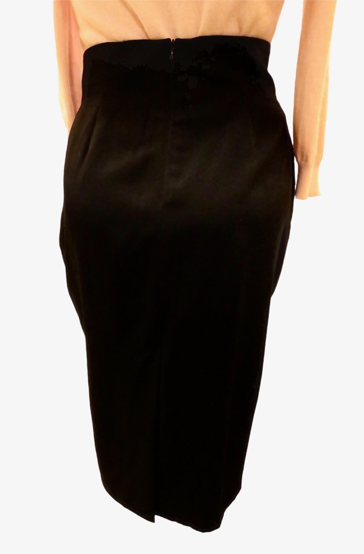 high waisted belted pencil skirt