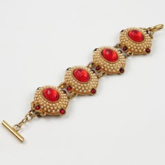 Chantal Thomass Pulsera de perlas y cabujones rojos
