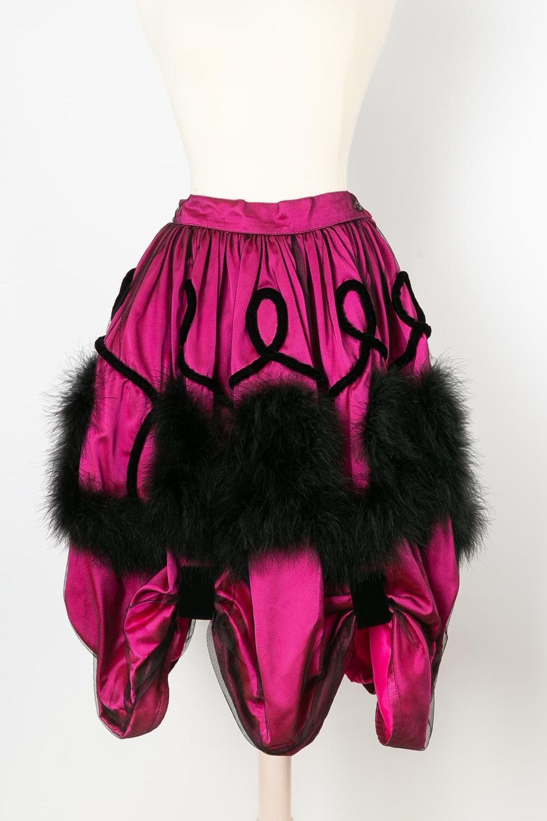 Chantal Thomass Marabou and Black Lace Fashion Show Outfit, 1988 For Sale 1