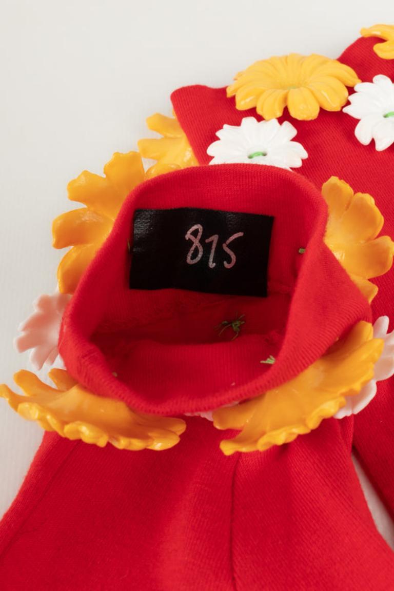Chantal Thomass Red Cotton Gloves In Excellent Condition For Sale In SAINT-OUEN-SUR-SEINE, FR