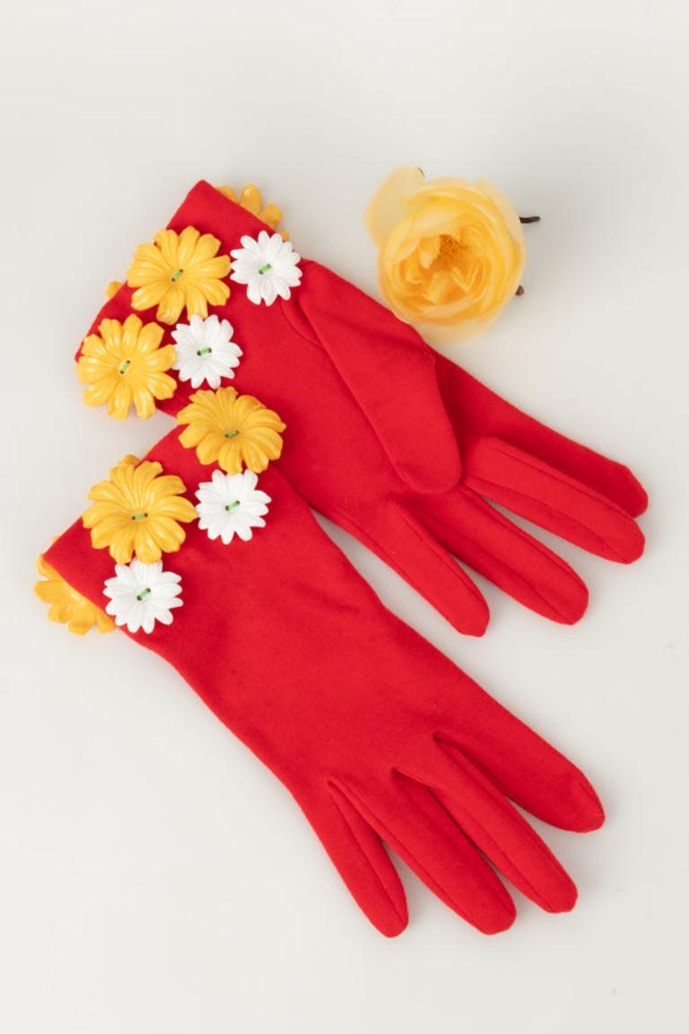Chantal Thomass Red Cotton Gloves For Sale 1