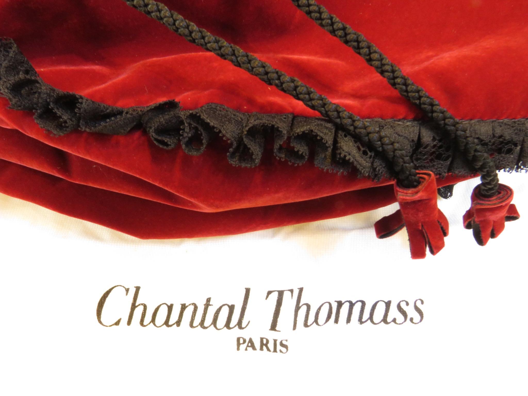 Brown Chantal Thomass Red Velvet Drawstring Shoulder Bag For Sale