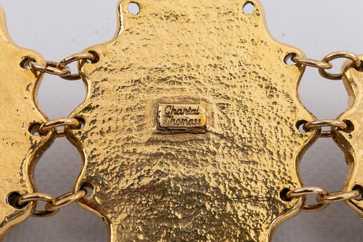 Chantal Thomass Bracelet en coquillage et métal doré articulé en vente 2