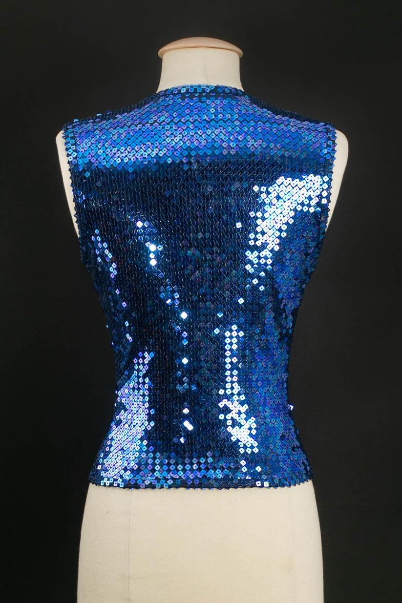 Chantal Thomass Vest with Blue Sequins In Excellent Condition For Sale In SAINT-OUEN-SUR-SEINE, FR