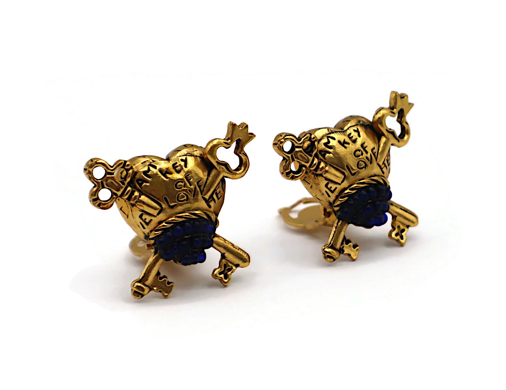 CHANTAL THOMASS Vintage Key To My Heart Clip-On Earrings In Good Condition For Sale In Nice, FR