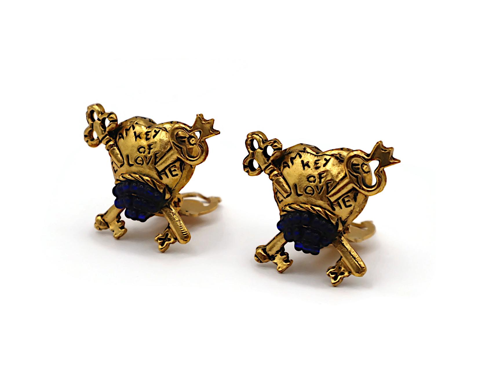 CHANTAL THOMASS Vintage Key To My Heart Clip-On Earrings For Sale 1
