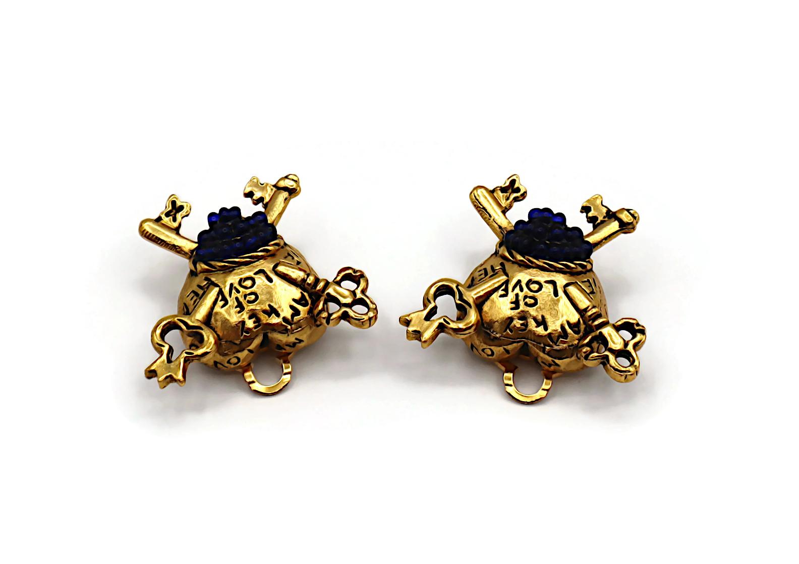 CHANTAL THOMASS Vintage Key To My Heart Clip-On Earrings For Sale 2