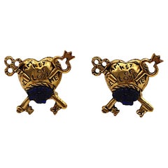 CHANTAL THOMASS Vintage Key To My Heart Clip-On Earrings