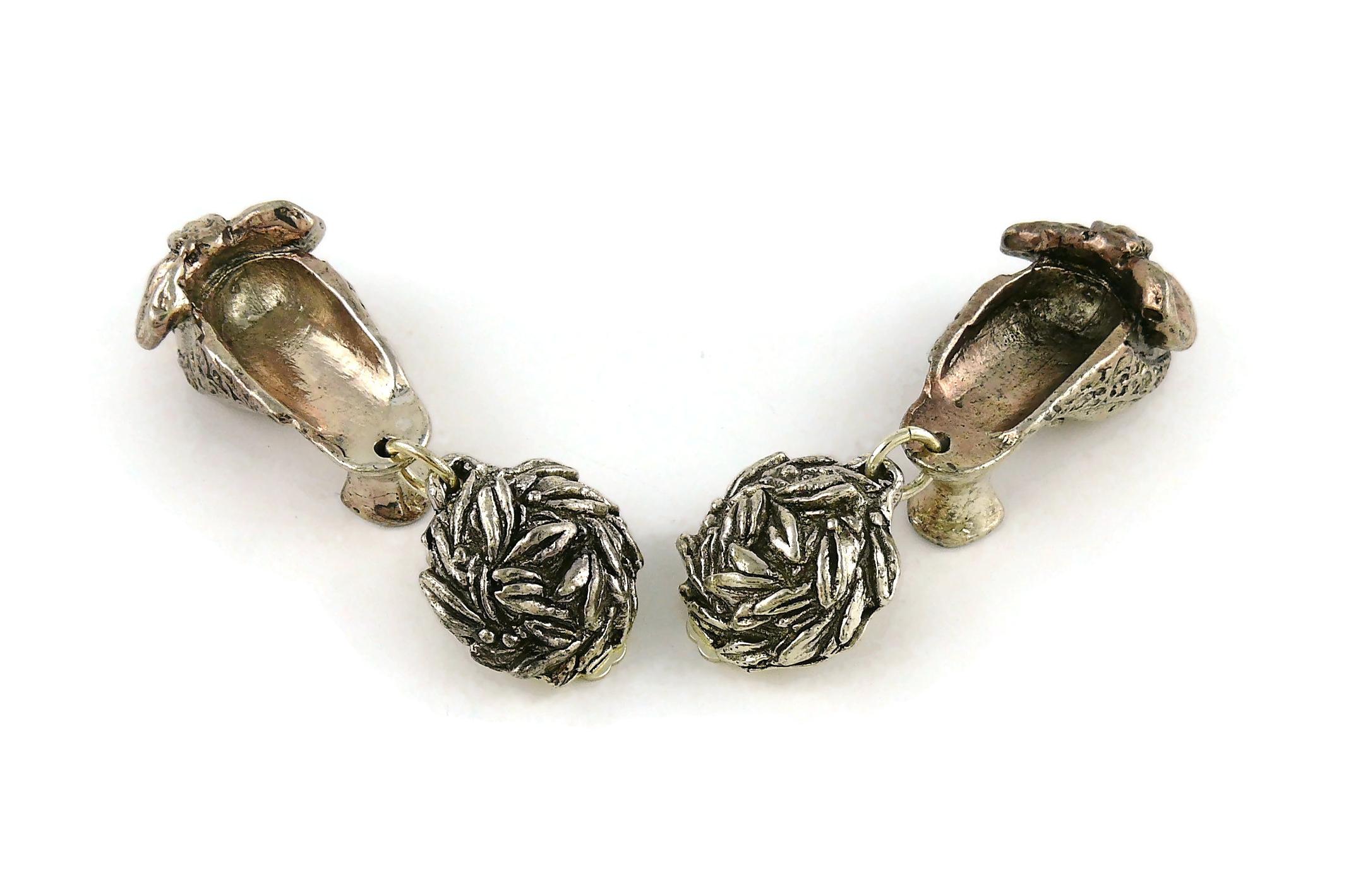 Chantal Thomass Vintage Novelty Silver Toned Shoe Dangling Earrings For Sale 1