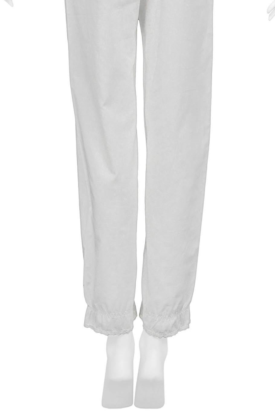 Chantal Thomass White Cotton Jumpsuit With Pink Floral Embroidery In Excellent Condition For Sale In Los Angeles, CA