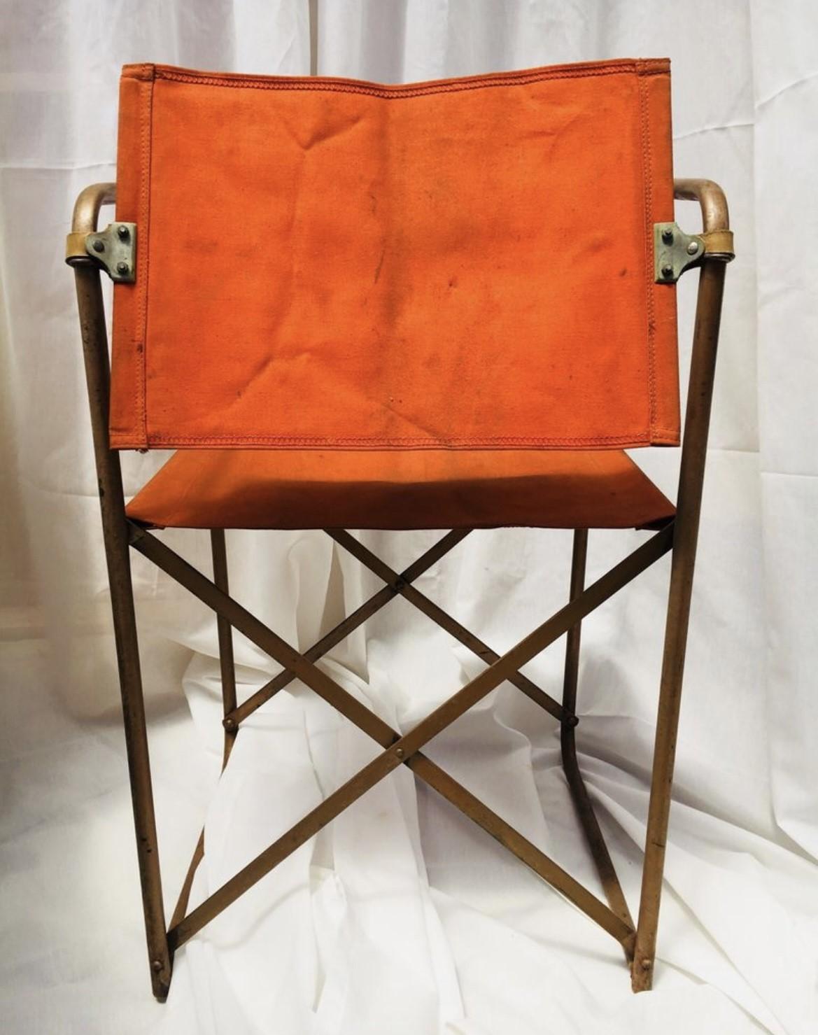 Spanish Chantazur pair of folding canvas chairs with armrest by Lafuma Chantazur For Sale