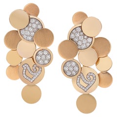 Boucles d'oreilles en cascade Chanteceler Paillettes en or rose 18 carats et diamants